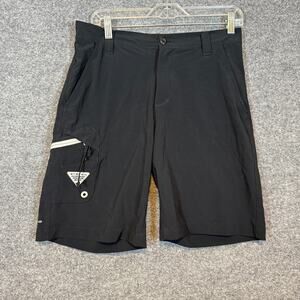 Columbia PFG Shorts Mens 30 Black Nylon Outdoors Fishing Belt Loops